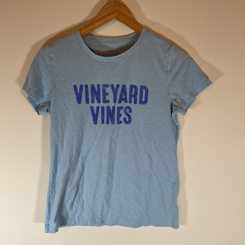 Vineyard Vines Island T-Shirt Womens Small Blue Heathered Graphic Short Sleeve
